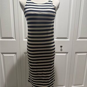 Motherhood Maternity Navy and White Striped Tank Dress